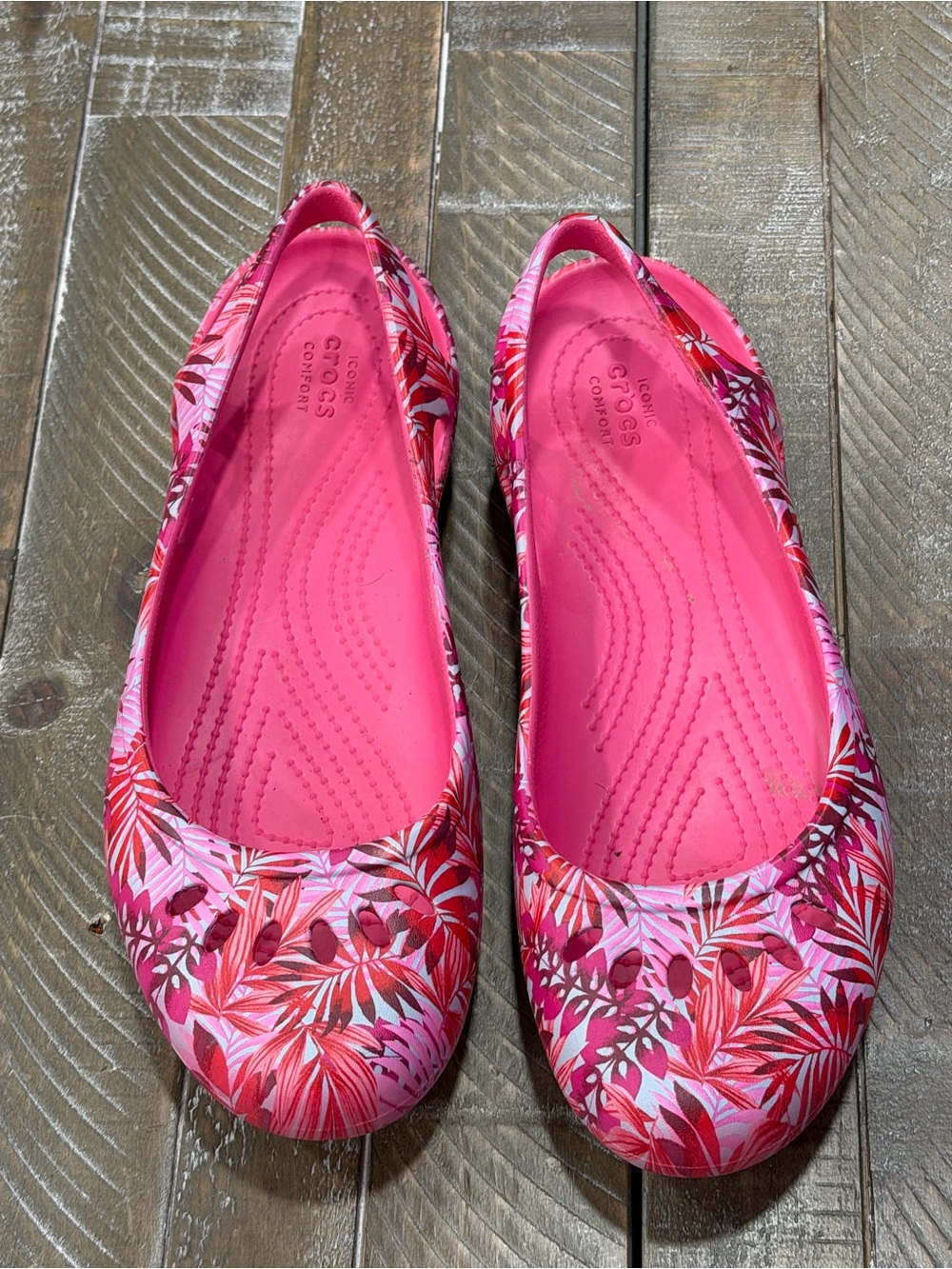 Crocs Women's Pink Floral  Flats